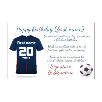 happy birthday card shirt soccer balloon blue red sport white 