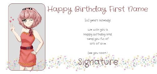 Happy Birthday Card Manga Heart free template