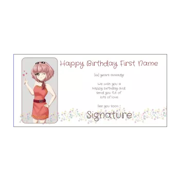 happy birthday card manga heart ball girl japan kid 