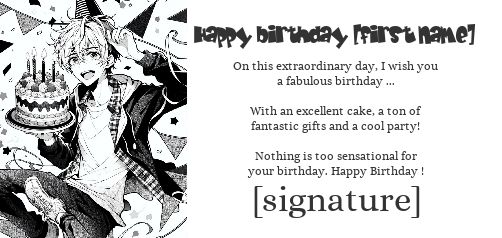 Happy Birthday Card Manga Black free template