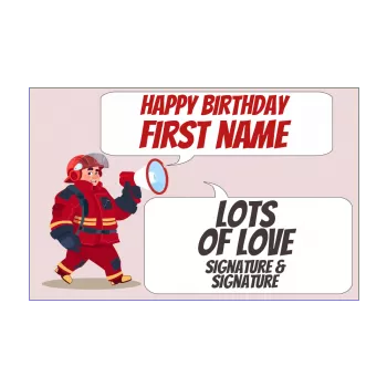 happy birthday card fireman drawing kid red 