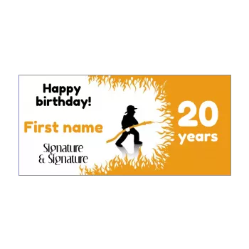 happy birthday card fireman fire orange 