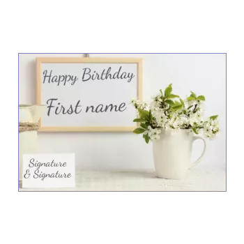 happy birthday card board flower white 