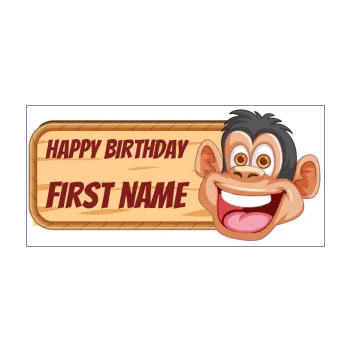 happy birthday card sign kid monkey animals 