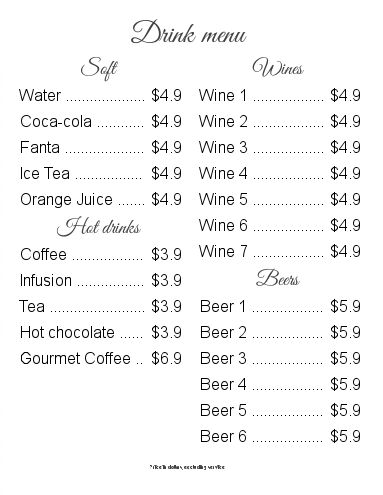 Card Restaurant Beer Elegant White template