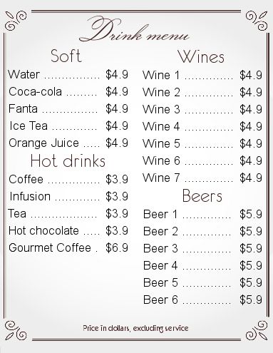 Card Restaurant Beer Elegant Grey template