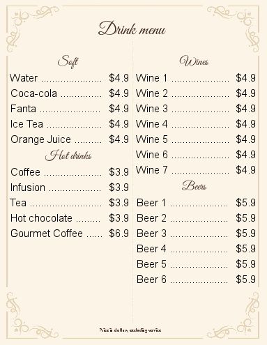 Card Restaurant Beer Elegant Wine template