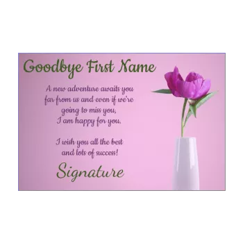 card farewell goodbye flower mauve rose 