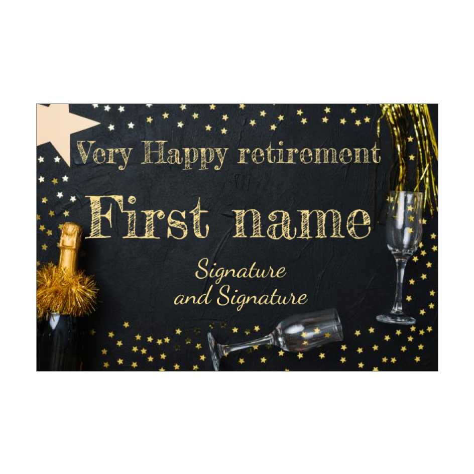 Card Congratulations Wishes Retirement Champagne Golden free template (card 3666)