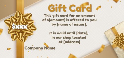 Card Gift Golden Ribbon free template