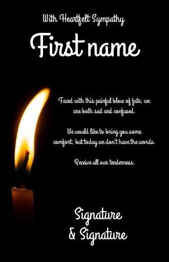 Card Condolences Black Candle free template
