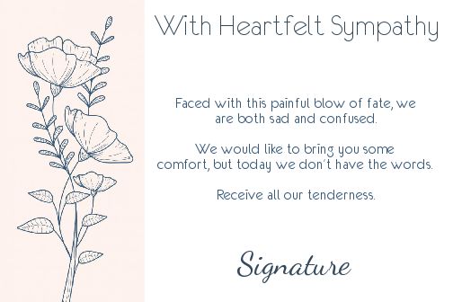 Card Condolences Blue Flower Orange free template