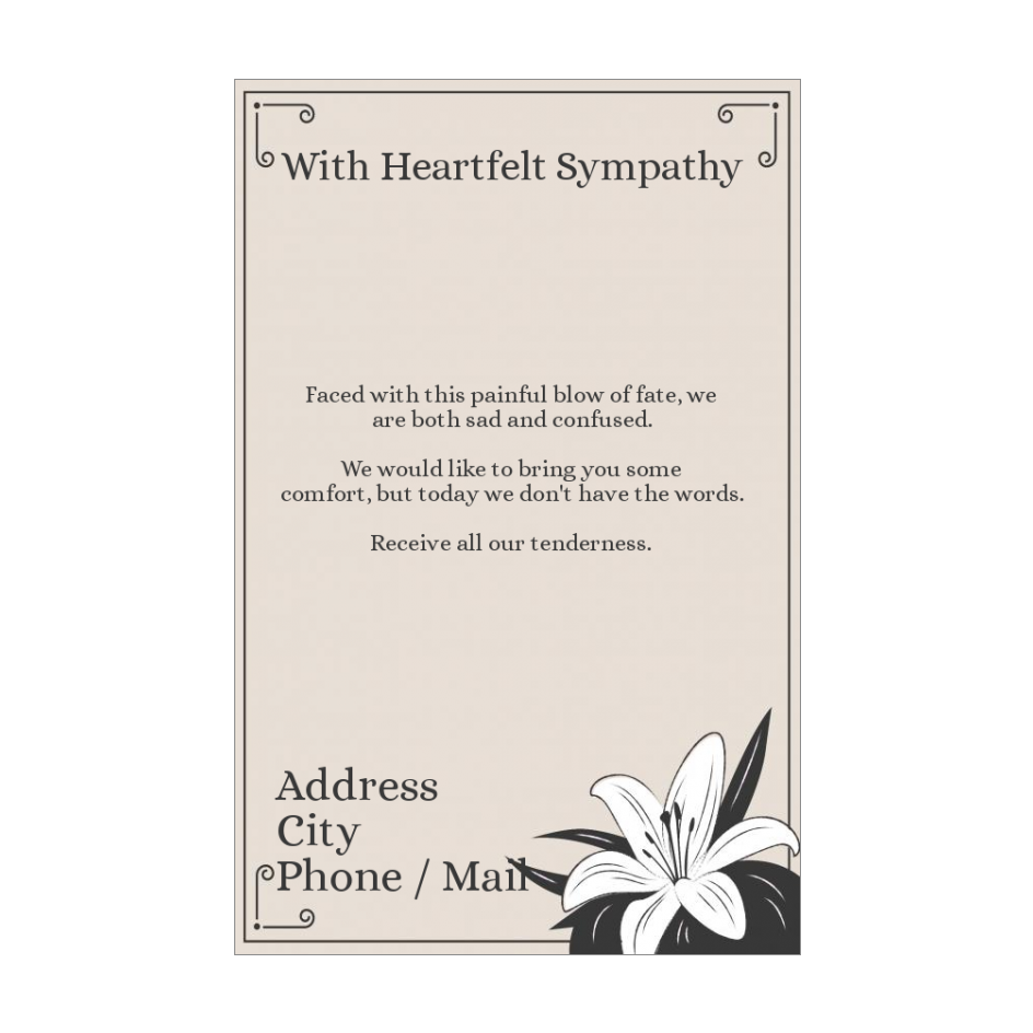 Card Condolences Flower Black Brown free template (card 3798)