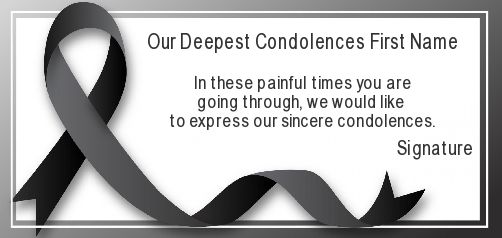 Card Condolences Black Ribbon free template
