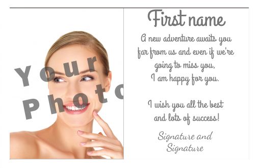Card Farewell Goodbye Elegant White with photo virtual