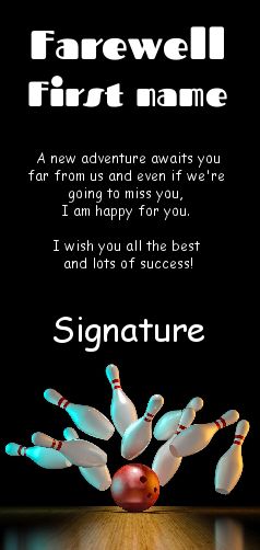 Card Bowling Farewell Goodbye Ball free template