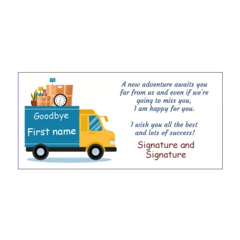 card truck farewell goodbye blue moving yellow 