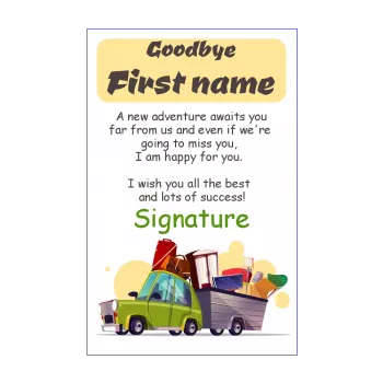 card farewell goodbye car drawing moving yellow 