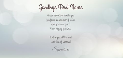 Card Farewell Goodbye Grey free template