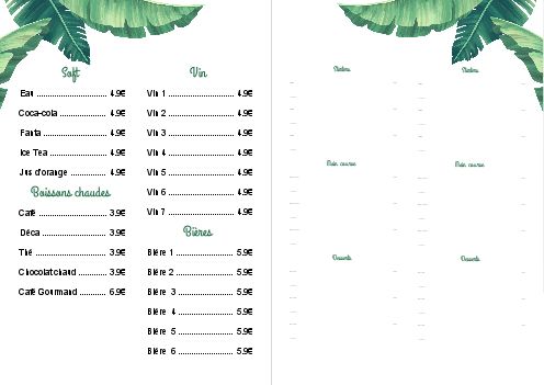 Verso Card Restaurant Beer Green Leaf template