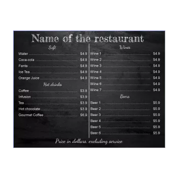 card restaurant beer black slate wine alcohol 