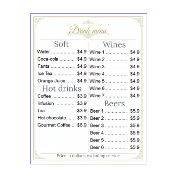 card restaurant beer gastronomic blue elegant wine yellow alcohol 