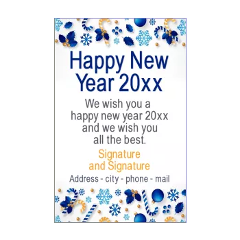 card wishes best new year blue drawing orange 