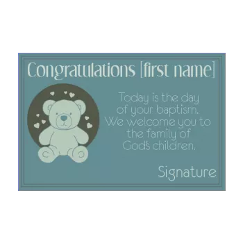card congratulations baptism toy blue plush 