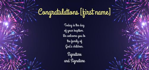 Card Congratulations Baptism Firework Black free template