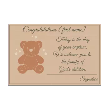 card congratulations baptism toy bear brown plush 