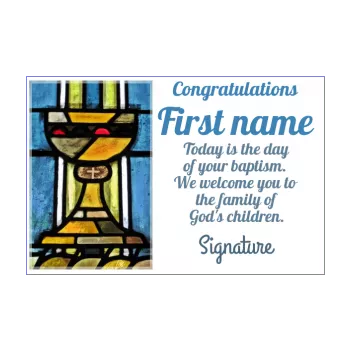 card congratulations baptism blue church cross 