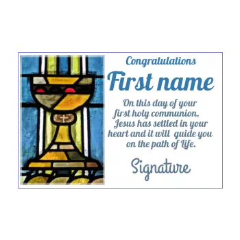 card congratulations communion blue church cross 