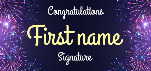 Card Congratulations Firework Black Blue free template