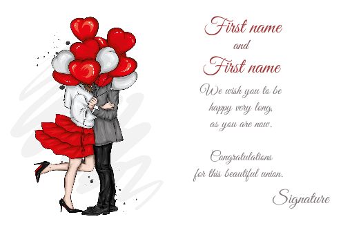 Wedding Card Congratulations Heart Balloon free template