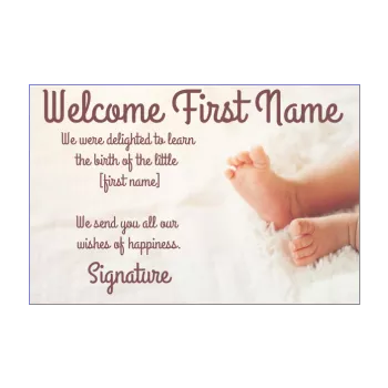 card congratulations birth baby foot white 