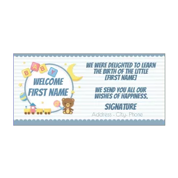 card congratulations birth toy baby bear blue boy 