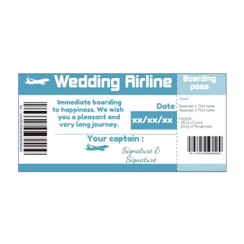 wedding card congratulations ticket plane blue 