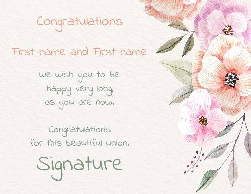 Wedding Card Congratulations Drawing Flower template