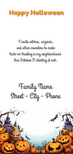 Happy Card Invitation Halloween Bat free template