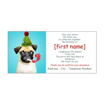 funny birthday card invitation dog blue animals 