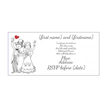 wedding card invitation dinner heart black drawing red white 
