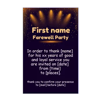 card invitation retirement black light orange 