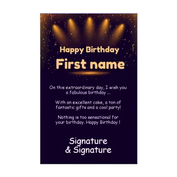 happy birthday card black light orange 