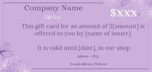 Card Spa Gift Flower Mauve free template