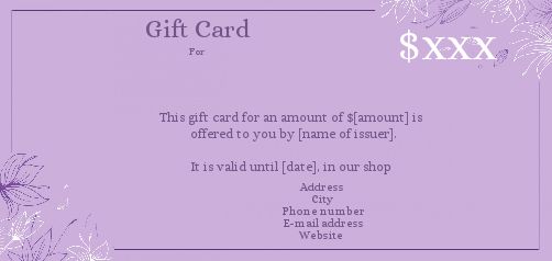 Card Spa Gift Flower Mauve template