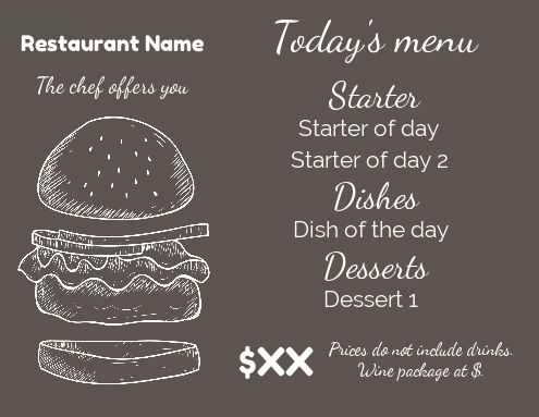 Card Menu Restaurant Hamburger Grey template