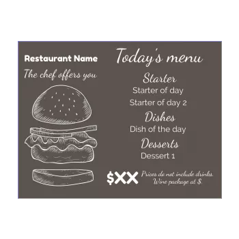card menu restaurant hamburger grey 