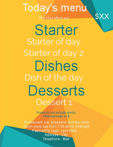 Card Menu Restaurant Abstract Blue template