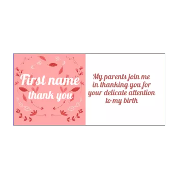 card thanks birth baby flower girl rose thank you 