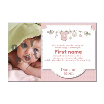 announcement birth bird baby clothing girl rose 